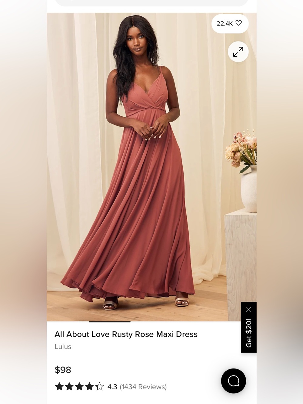 Lulu All About Love Rusty Rose Maxi Dress